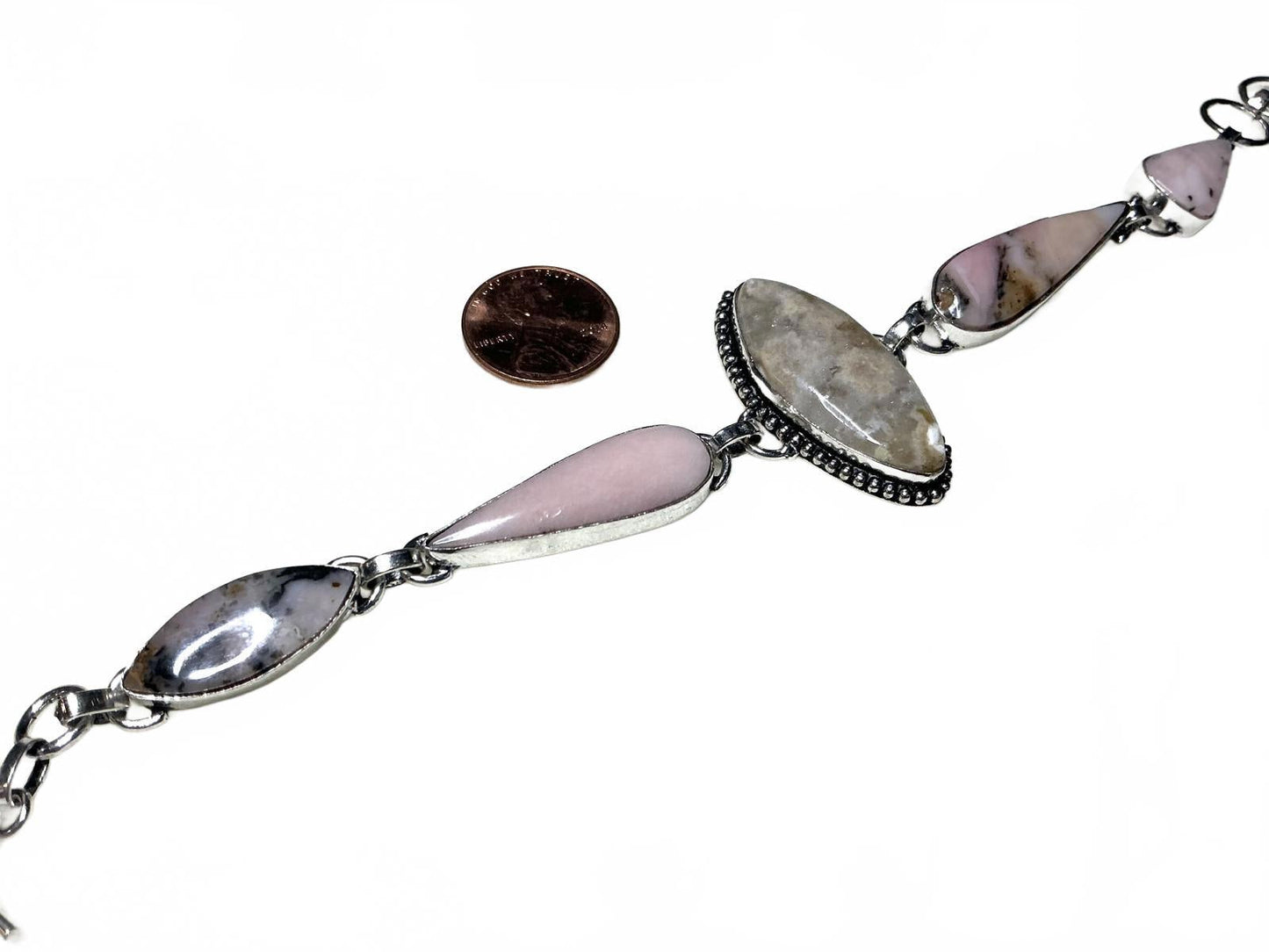 # Peruvian Pink Opal Bracelet sterling