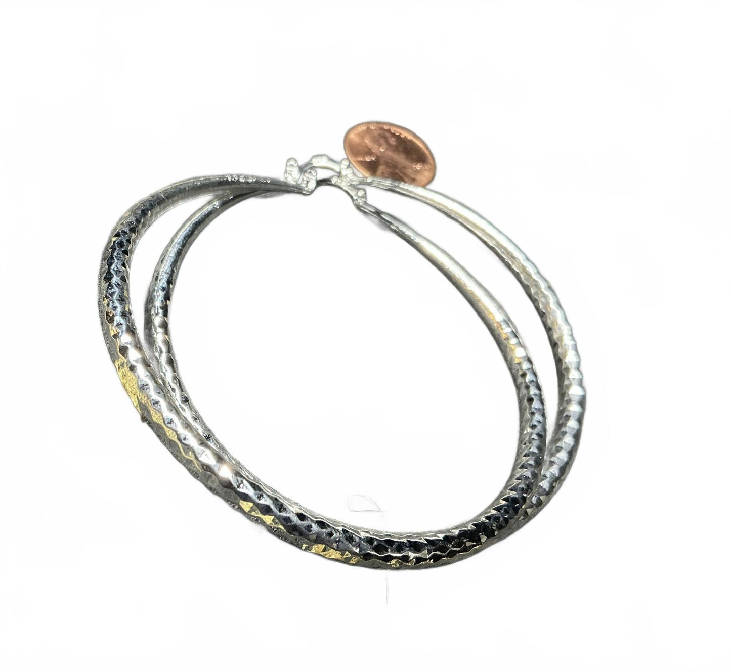 ! Large Textured Hoop Earrings sterling