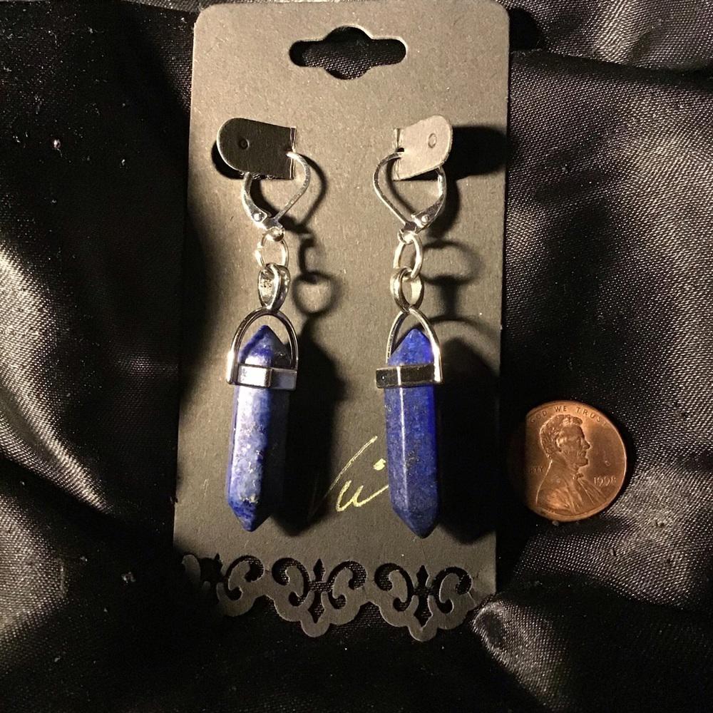 2 1/4” Quartz Lapis Lazuli Earrings 925
