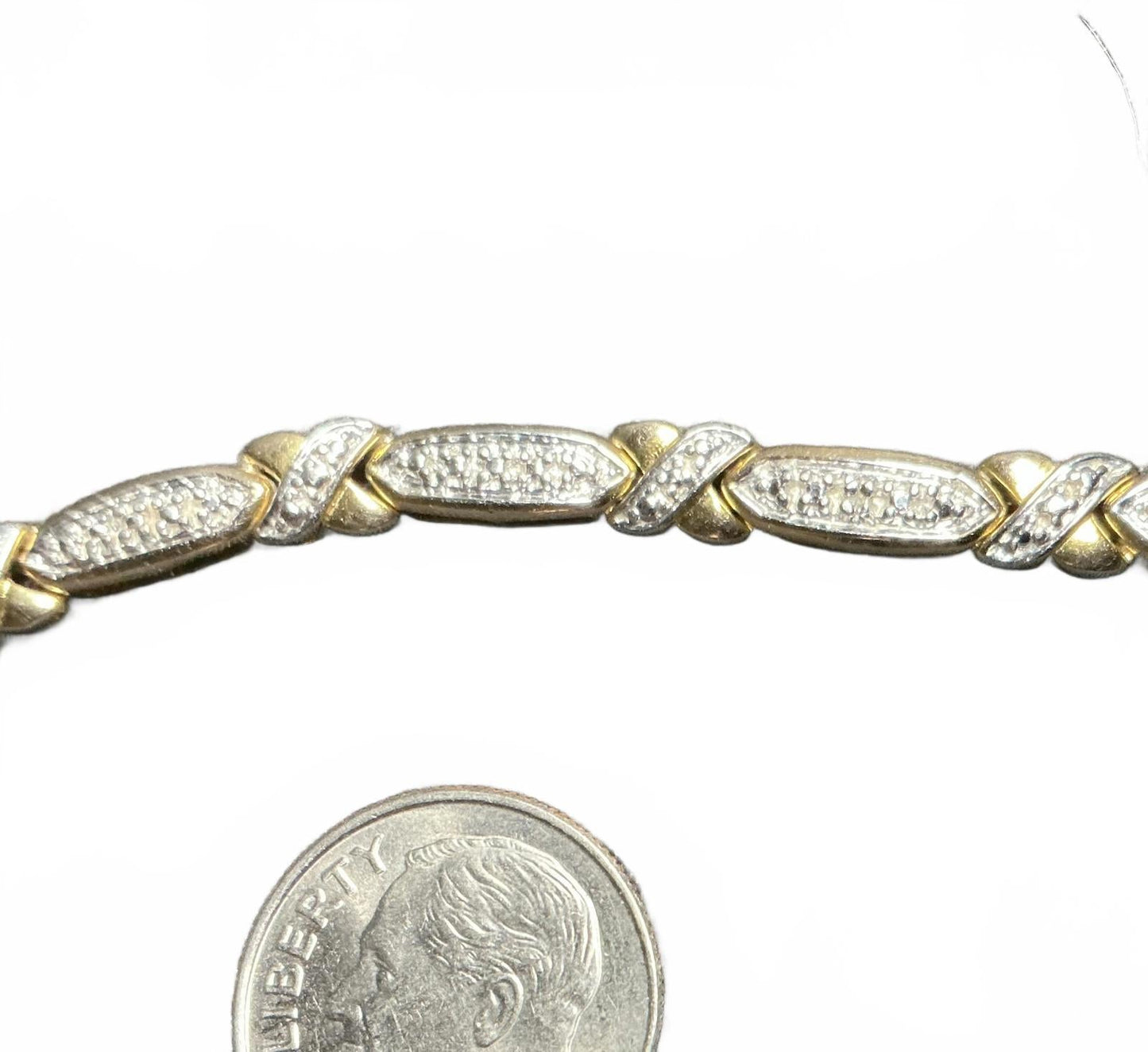 X Gold and Silver Diamond Bracelet