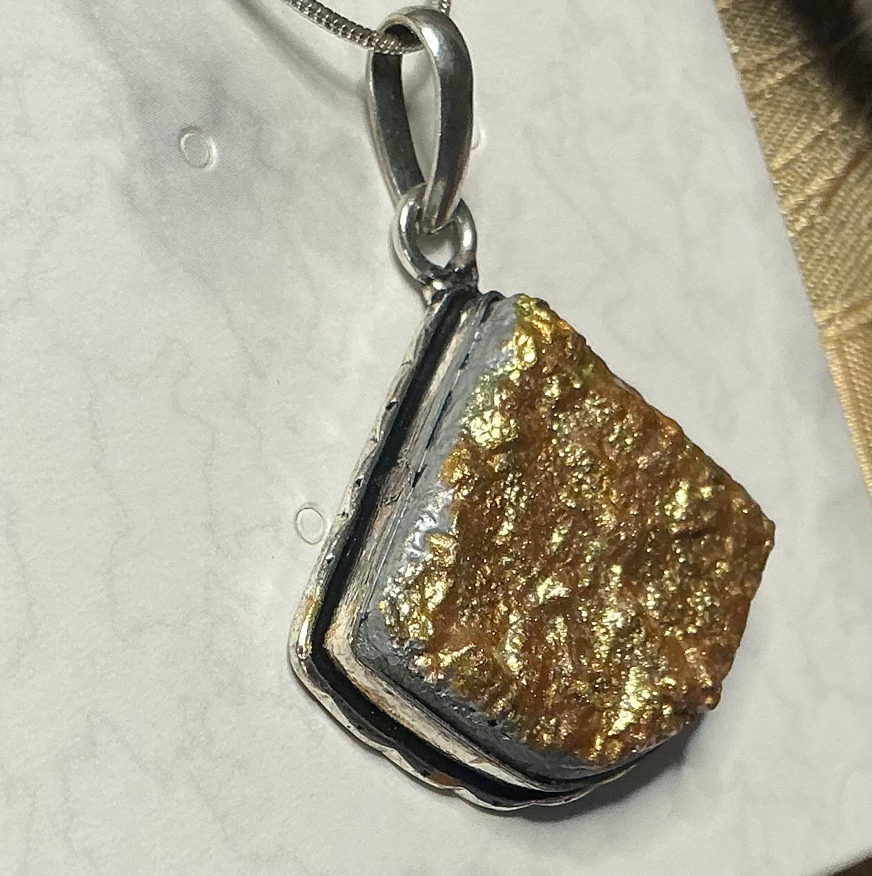 * Gold Druzy Slate Necklace