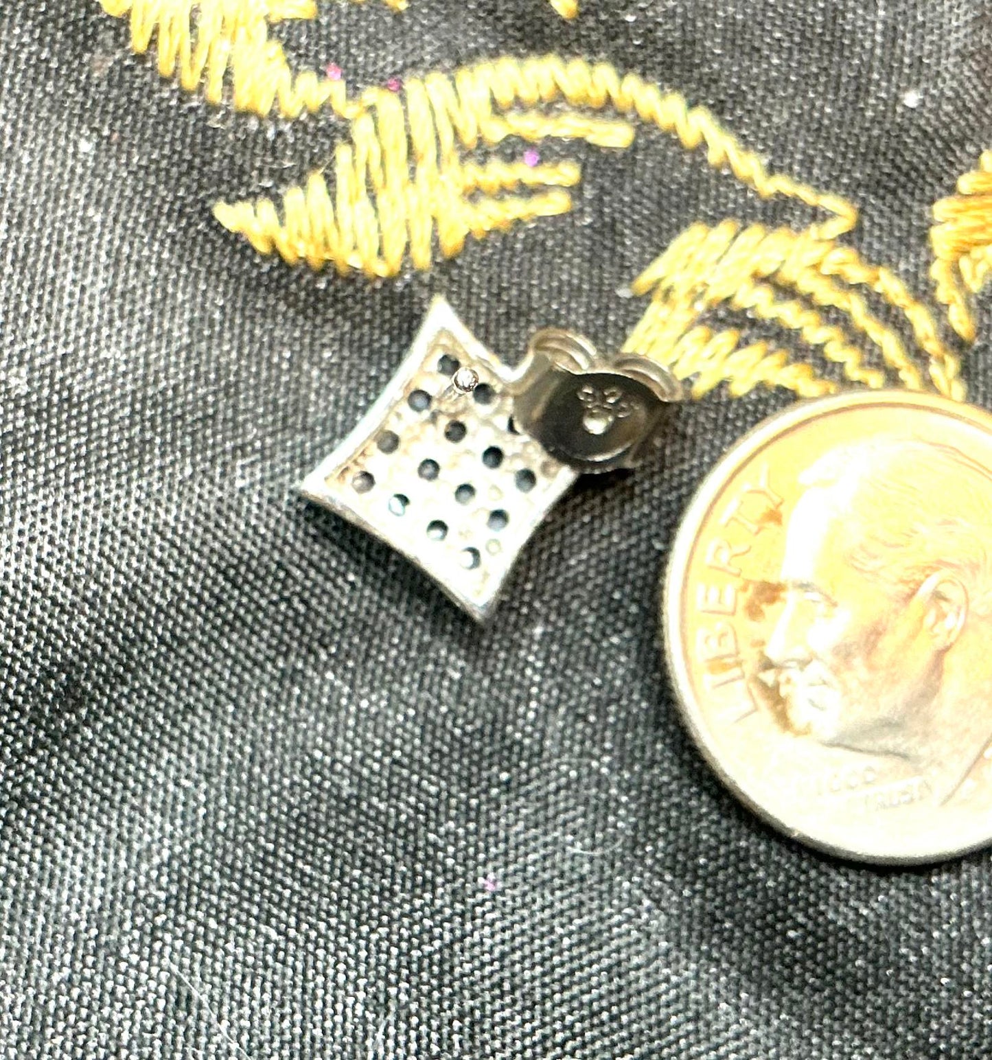 ! Black CZ Stone Earrings sterling