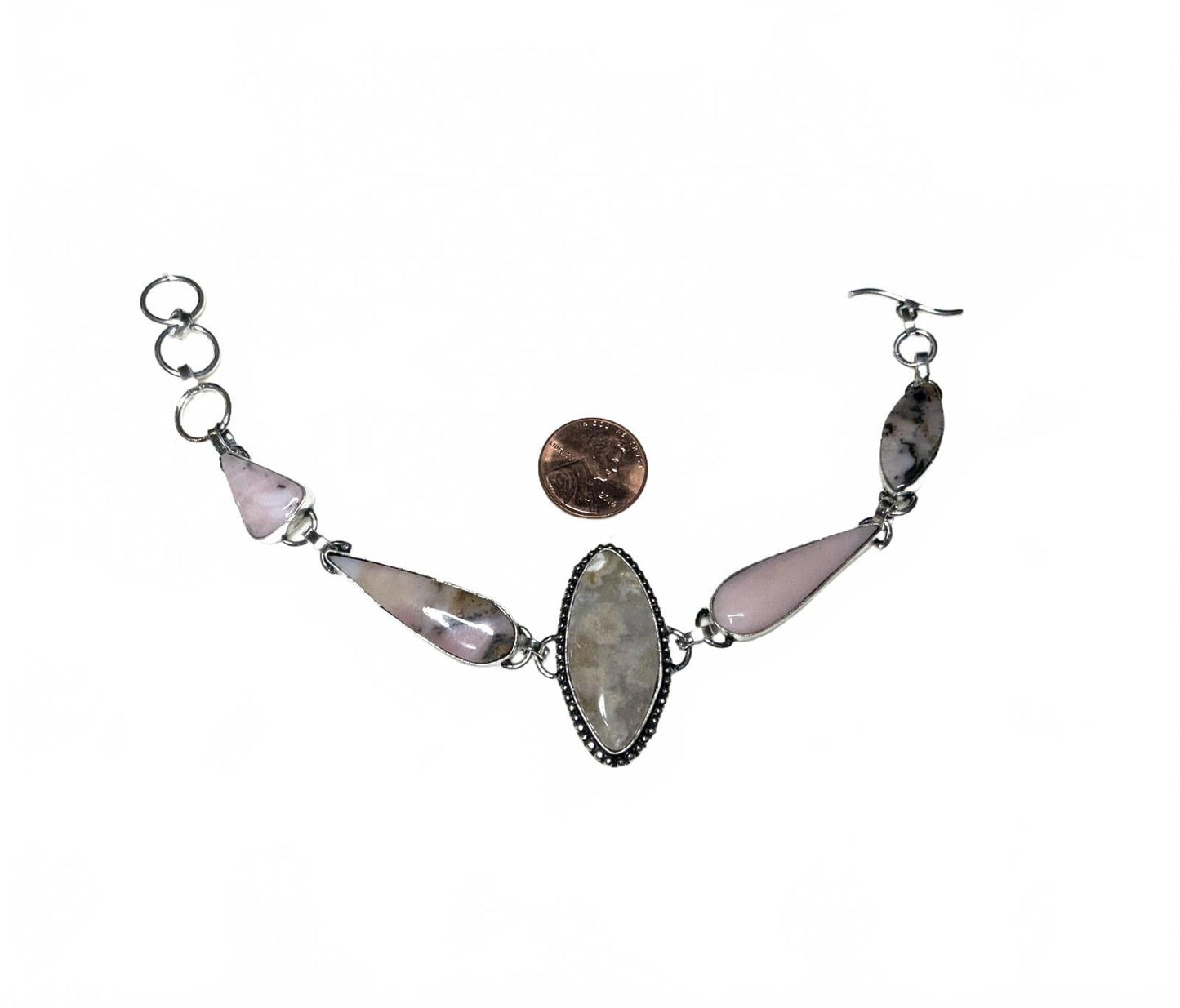 # Peruvian Pink Opal Bracelet sterling