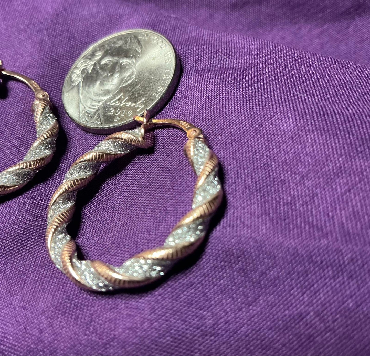 € Twisted Rose Gold Hoop Earrings sterling