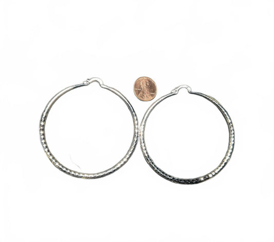 ! Large Textured Hoop Earrings sterling
