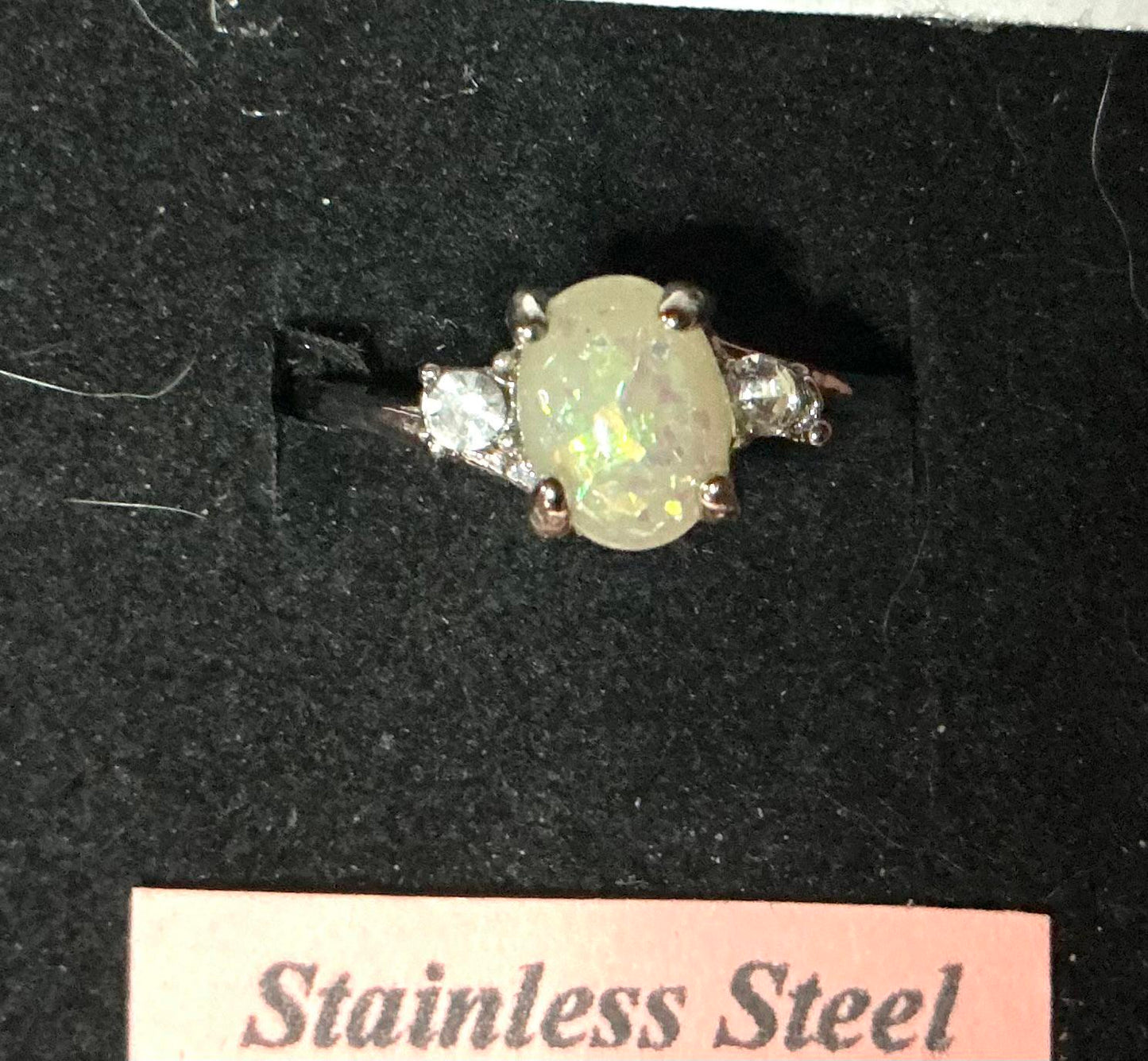 8 Agate Ring stainless steel