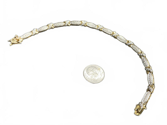 X Gold and Silver Diamond Bracelet