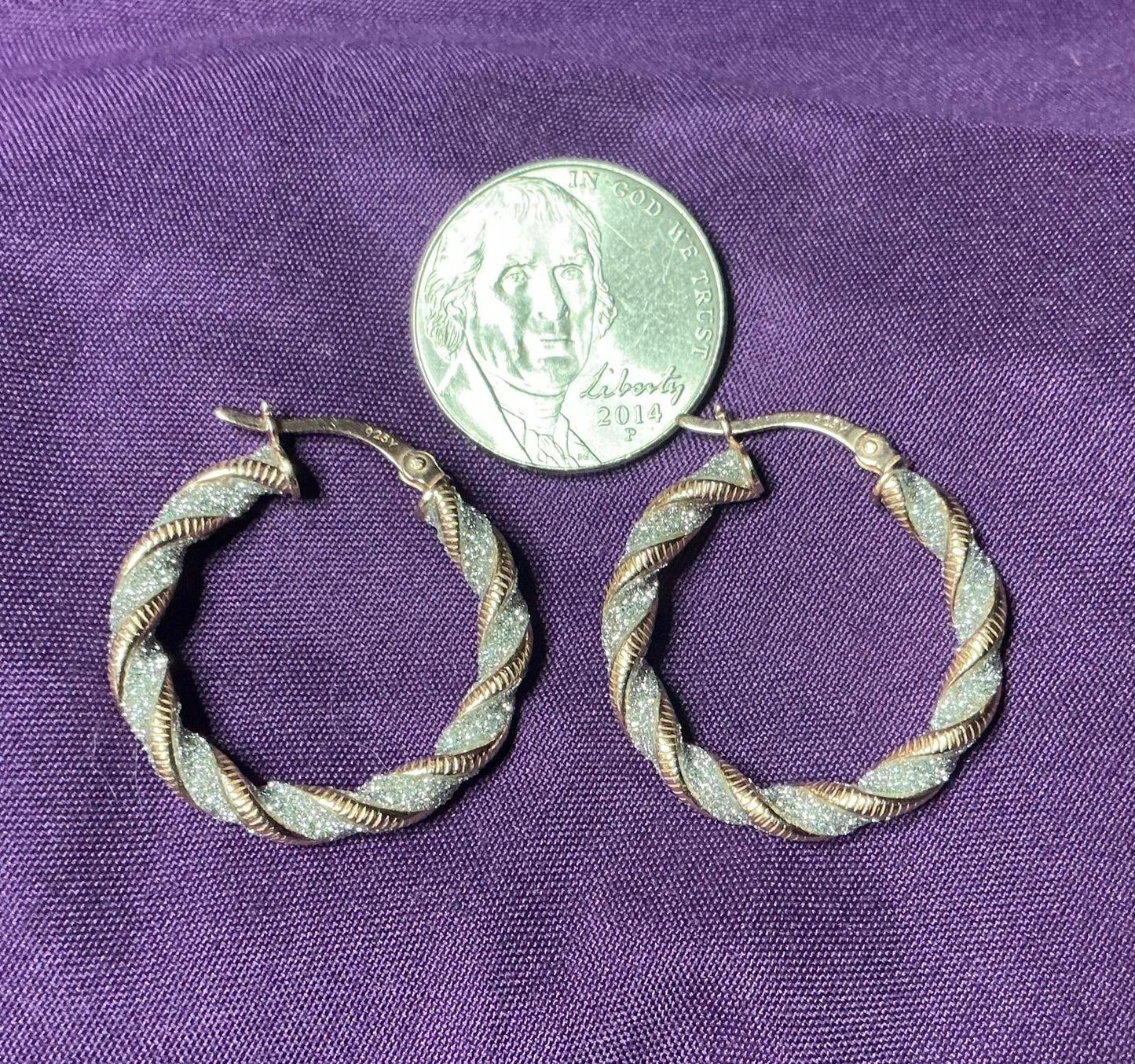 € Twisted Rose Gold Hoop Earrings sterling