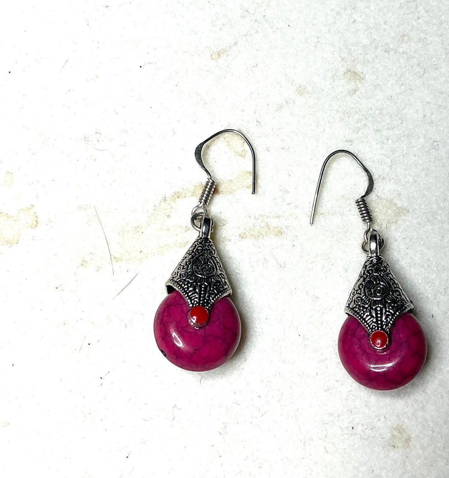 % Pink Turquoise  Earrings sterling
