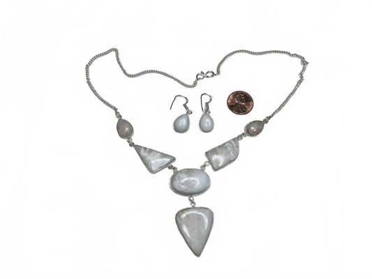 # Scolecite Necklace & Earring Set Sterling