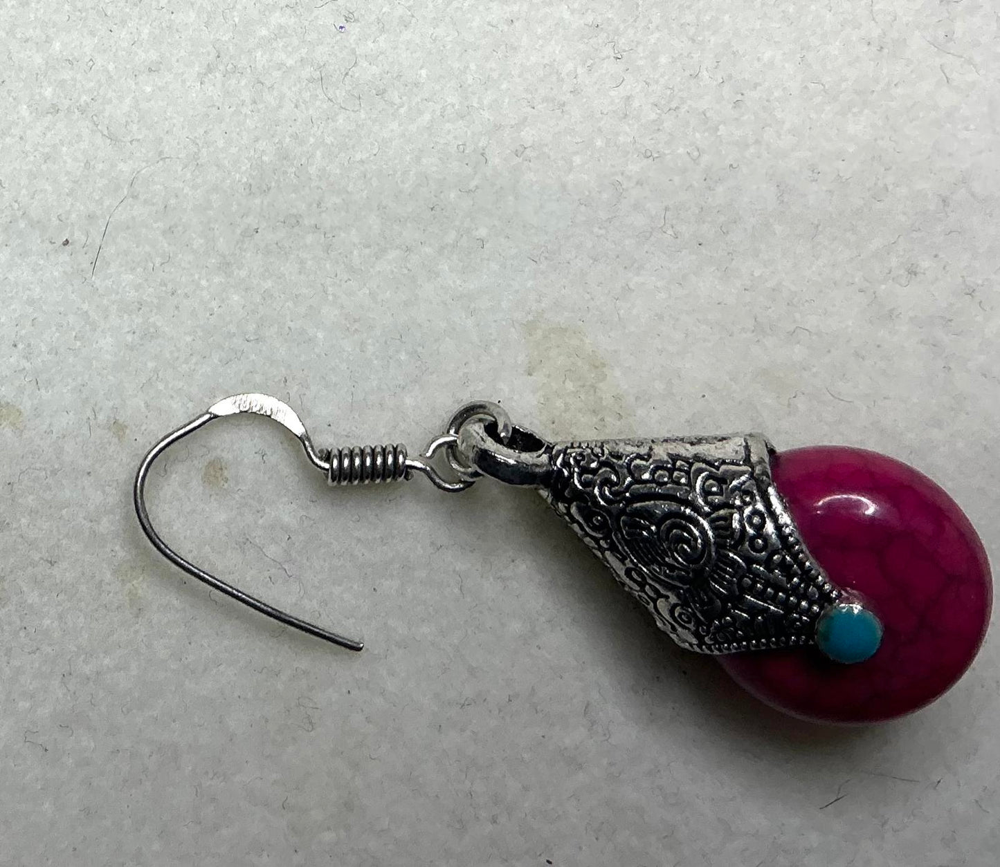 % Pink Turquoise  Earrings sterling