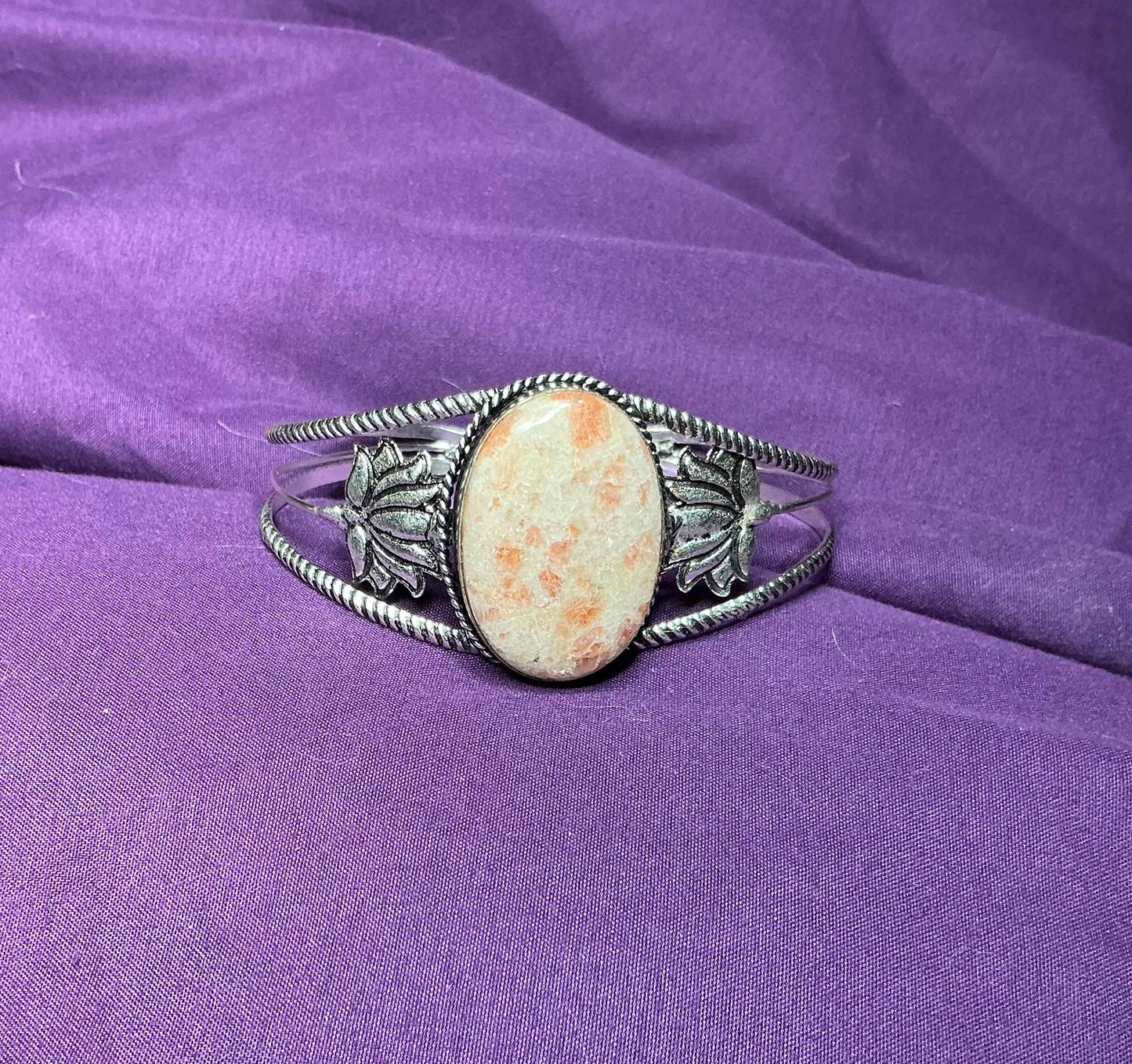 // Sunstone Stone Cuff Bracelet