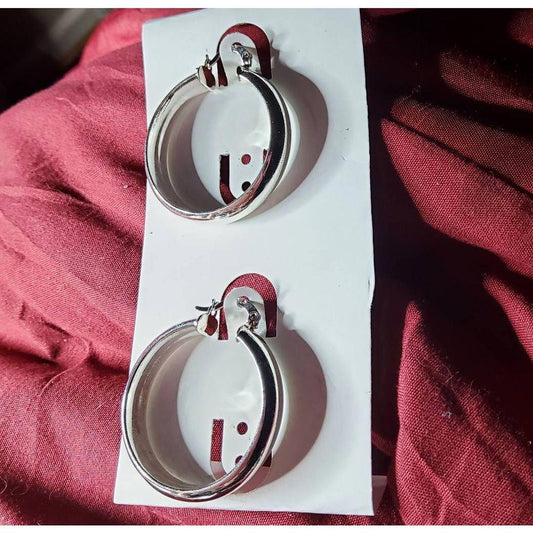 Rounded Out Hoop Earrings sterling silver