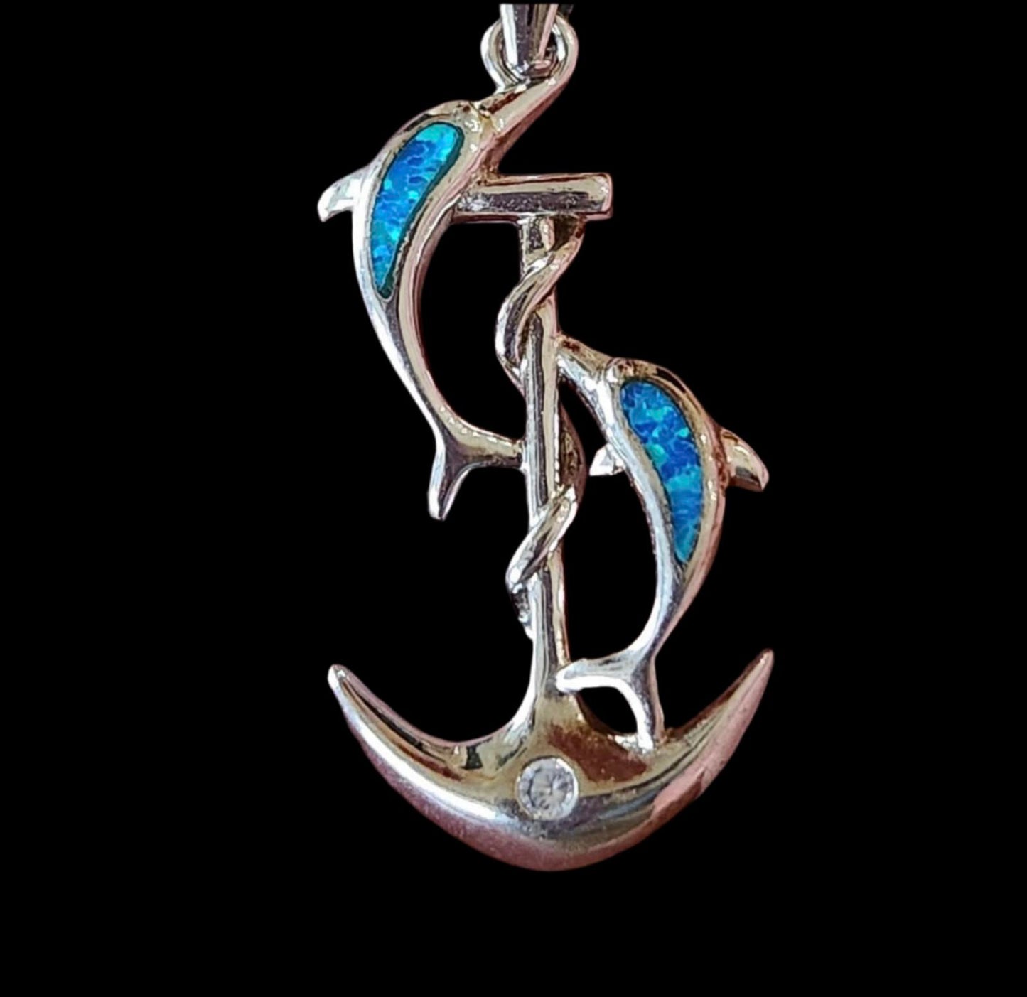 % Twin Dolphin Anchor Necklace