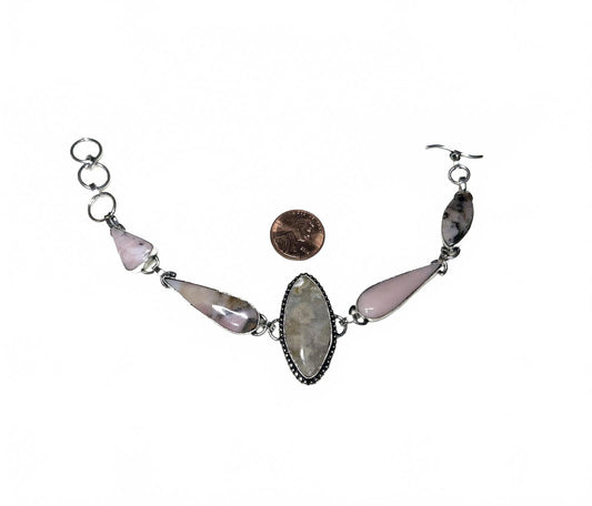 # Peruvian Pink Opal Bracelet sterling
