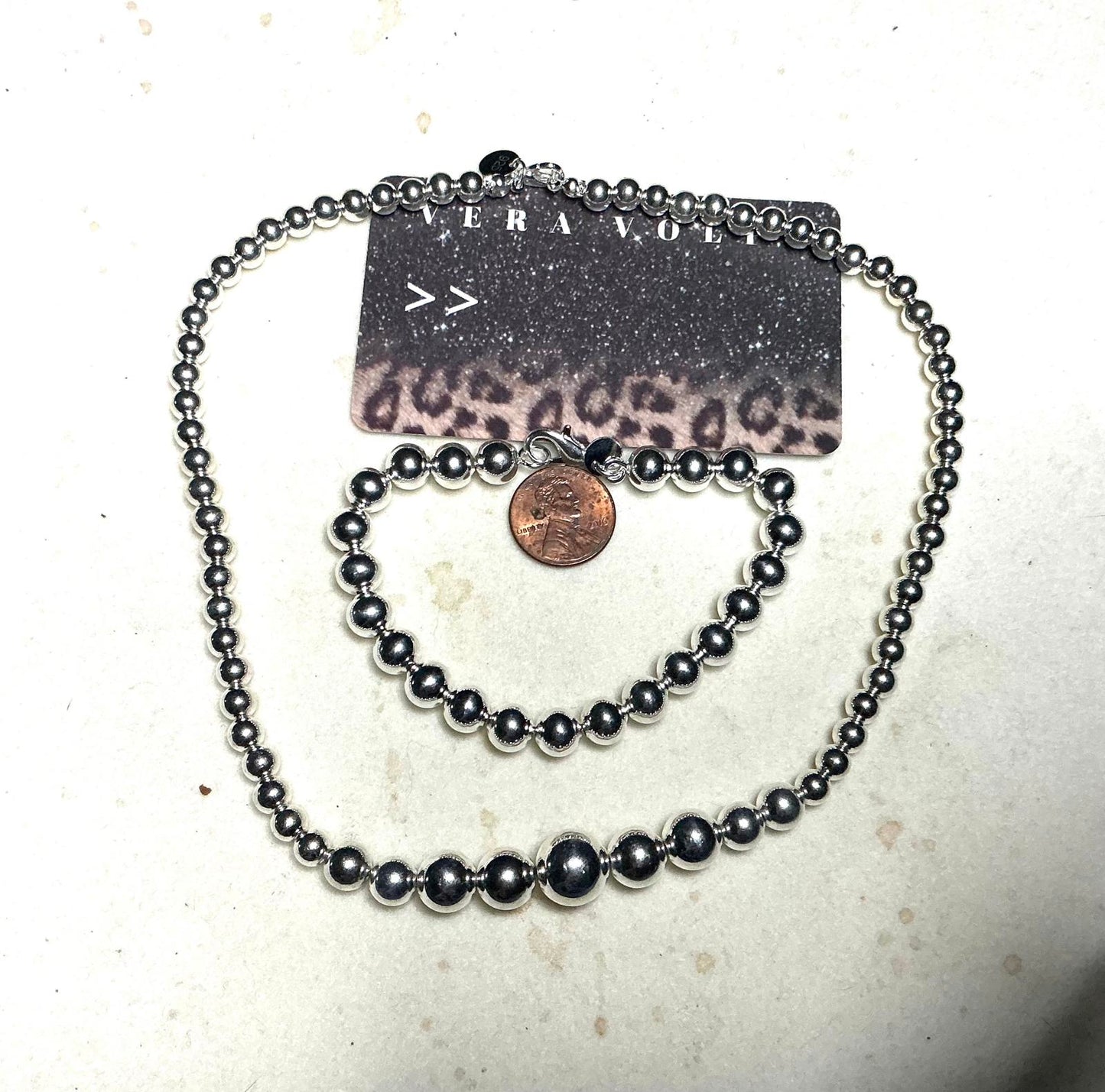 ^ Beaded Necklace and Bracelet Set
