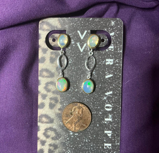 $ Double Opal Drop Earrings